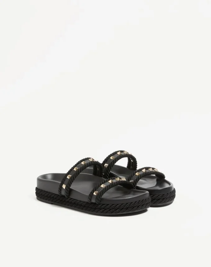 Sandalias Rockstud Slide en piel de becerro 20 mm