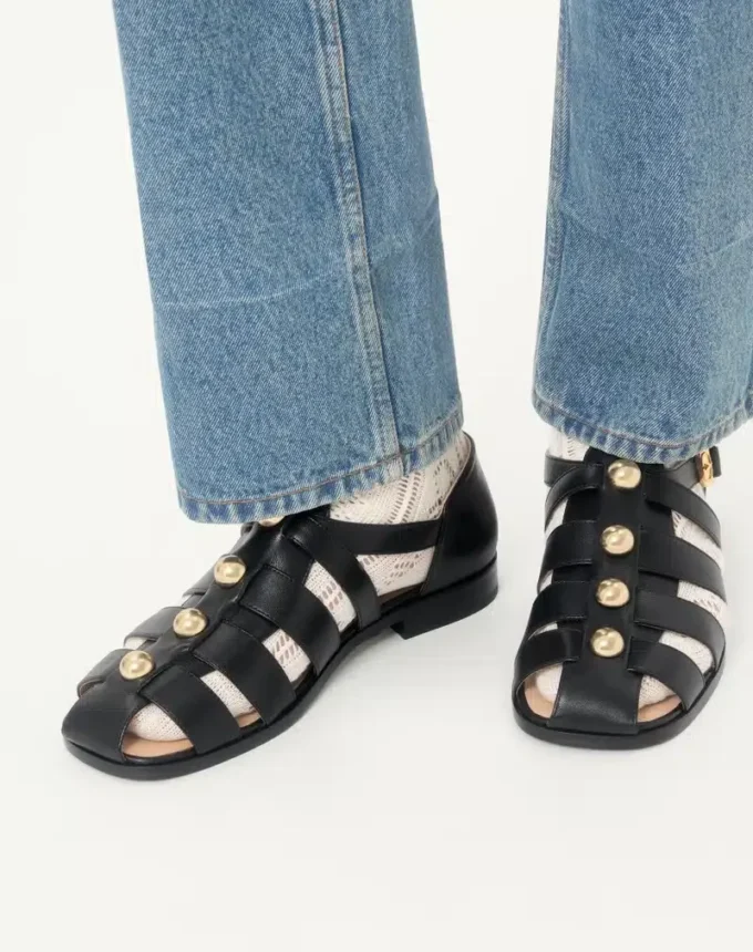 Sandalias Studshield Fisherman de piel de becerro Sandalias Studshield Fisherman de piel de becerro