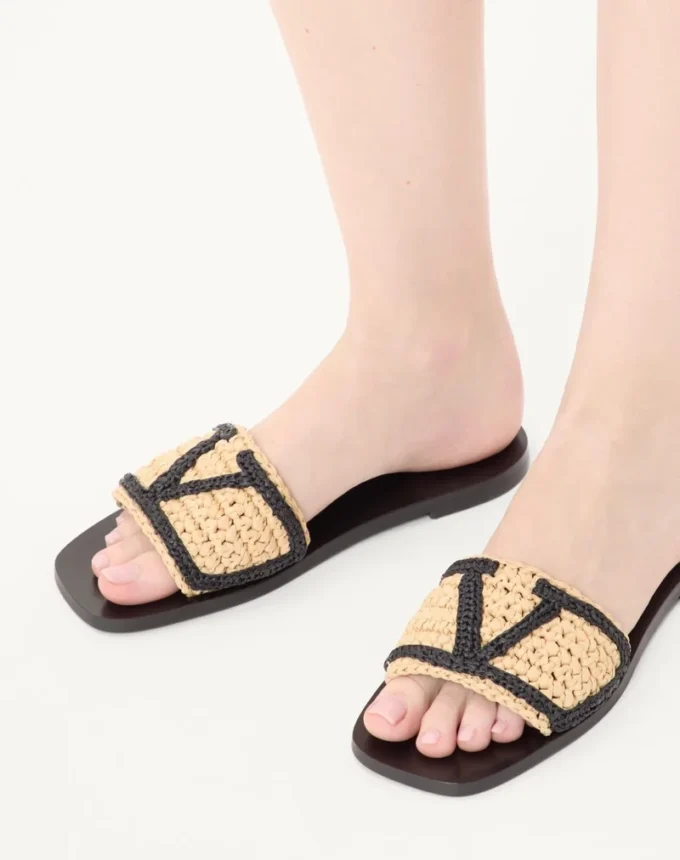 Sandalias Viva Superstar de rafia con bordado de ganchillo