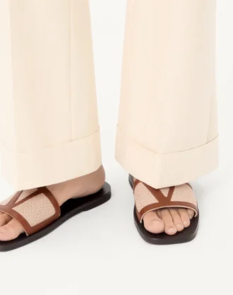Sandalias Viva Superstar Slide en lona y piel napa