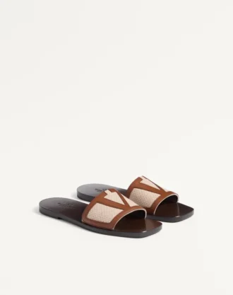 Sandalias Viva Superstar Slide en lona y piel napa