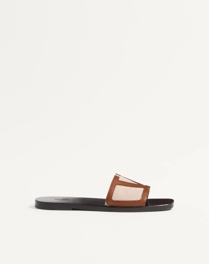 Sandalias Viva Superstar Slide en lona y piel napa Sandalias Viva Superstar Slide en lona y piel napa