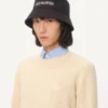 Sombrero de pescador de algodón con bordado de Chez Valentino