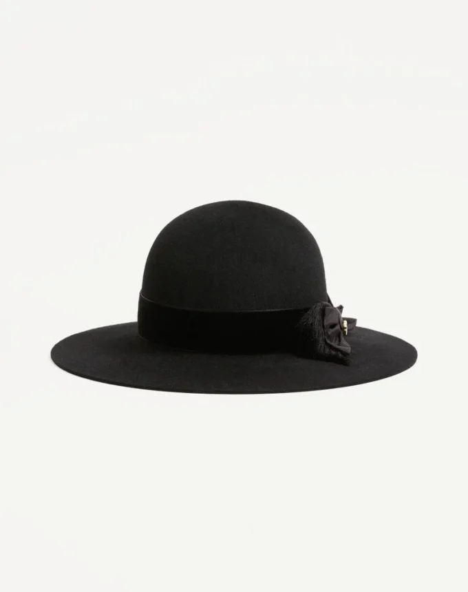 Sombrero Vlogo Signature en tejido Lapin y terciopelo con lazo de tafetán Sombrero Vlogo Signature en tejido Lapin y terciopelo con lazo de tafetán