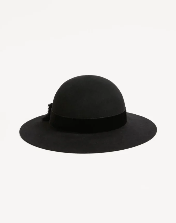 Sombrero Vlogo Signature en tejido Lapin y terciopelo con lazo de tafetán Sombrero Vlogo Signature en tejido Lapin y terciopelo con lazo de tafetán