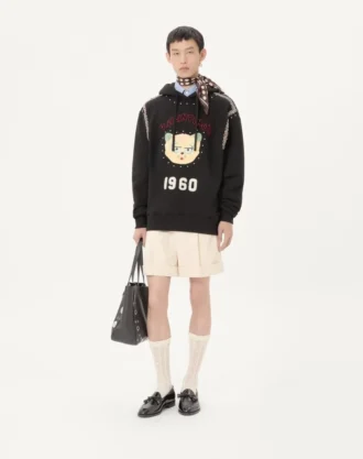 Sudadera con capucha de algodón con parche Le Chat De La Maison