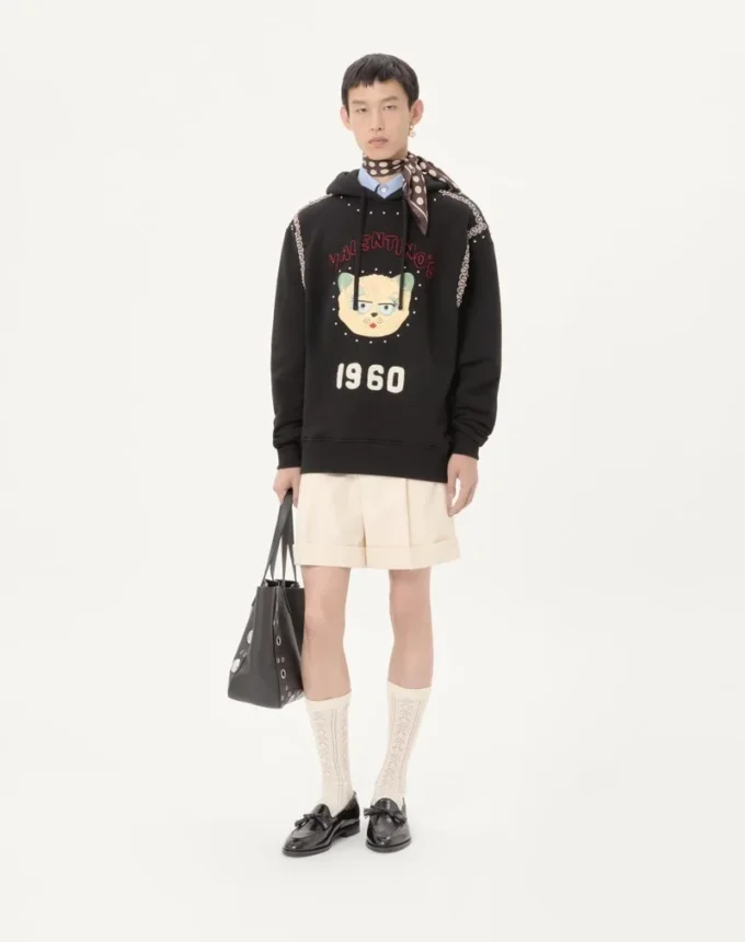 Sudadera con capucha de algodón con parche Le Chat De La Maison