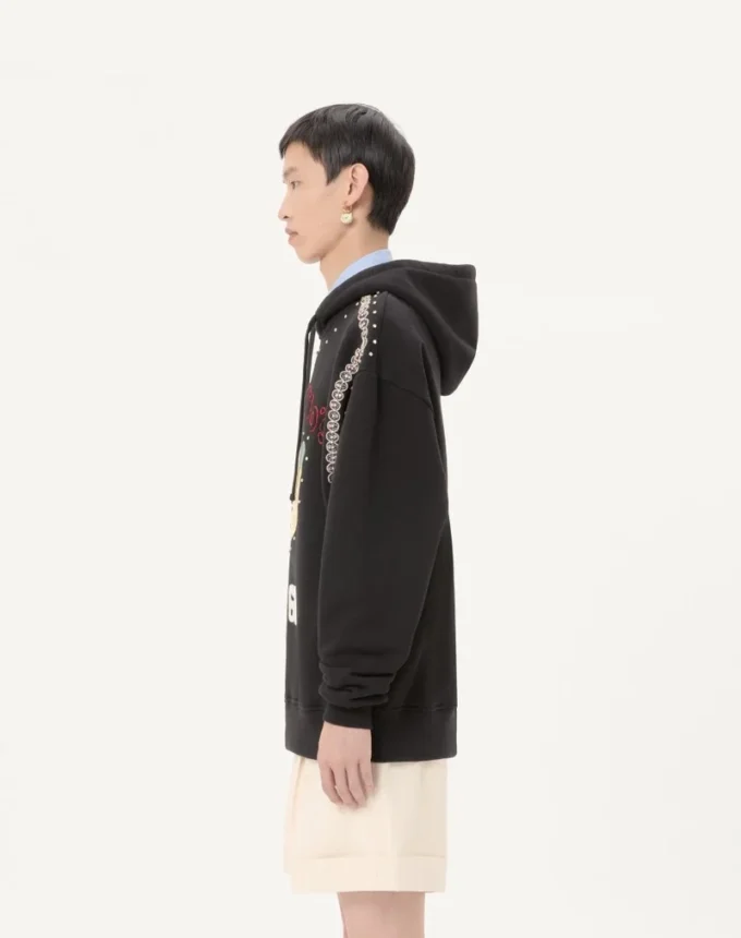 Sudadera con capucha de algodón con parche Le Chat De La Maison