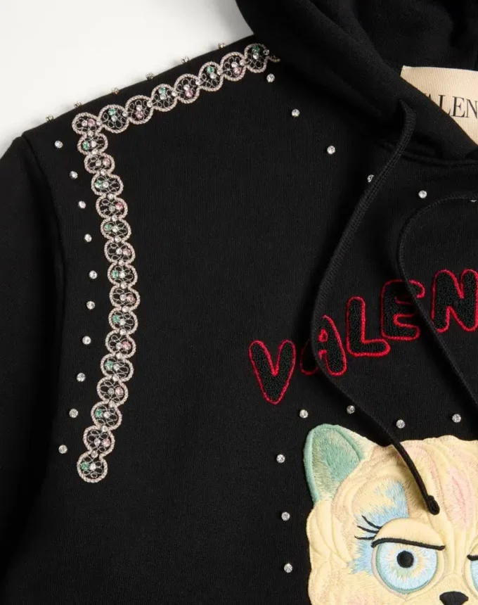 Sudadera con capucha de algodón con parche Le Chat De La Maison