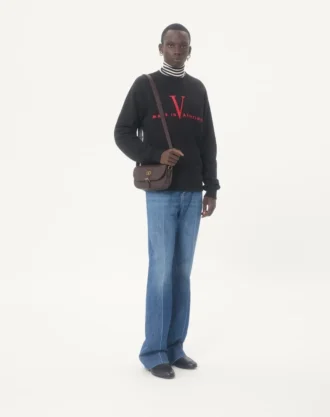 Sudadera de algodón con cuello redondo y estampado «Made In Valentino» de Valentino