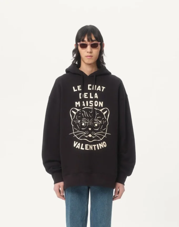 Sudadera de algodón con parche Le Chat De La Maison Sudadera de algodón con parche Le Chat De La Maison