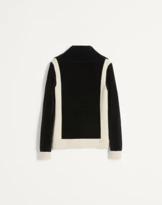 Sudadera de cuello alto de chenilla con cremallera y parche Chez Valentino Sudadera de cuello alto de chenilla con cremallera y parche Chez Valentino