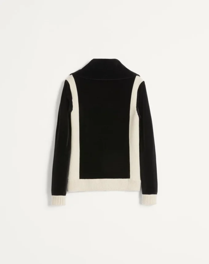 Sudadera de cuello alto de chenilla con cremallera y parche Chez Valentino