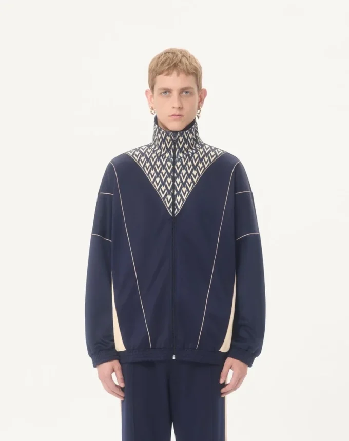Sudadera Valentino de acetato con cremallera y estampado «Toute La V» incrustado Sudadera Valentino de acetato con cremallera y estampado «Toute La V» incrustado