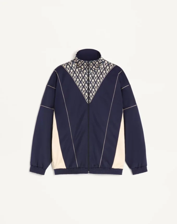 Sudadera Valentino de acetato con cremallera y estampado «Toute La V» incrustado Sudadera Valentino de acetato con cremallera y estampado «Toute La V» incrustado