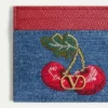 Tarjetero de denim con el logotipo VLogo y bordado Cherryfic Tarjetero de denim con el logotipo VLogo y bordado Cherryfic