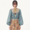 Top de algodón y lurex con estampado bordado Petales D’Amour Top de algodón y lurex con estampado bordado Petales D’Amour