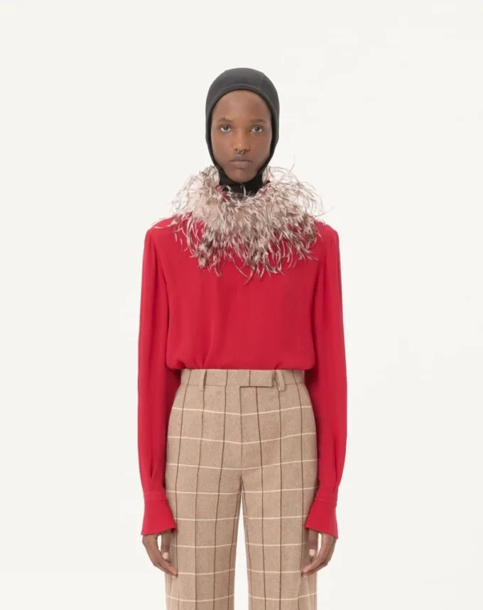 Top de georgette con plumas Top de georgette con plumas