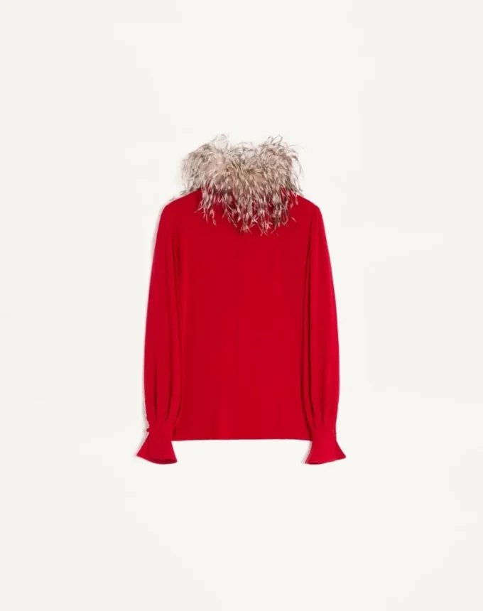 Top de georgette con plumas Top de georgette con plumas
