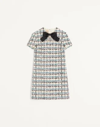 VESTIDO CORTO BORDADO CON PAILLETTES DE TWEED