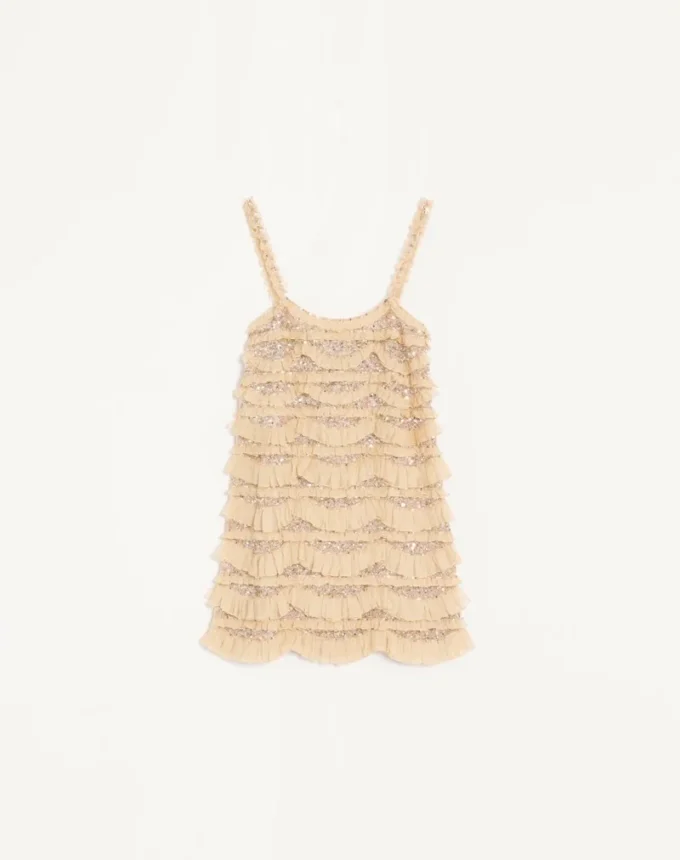 Vestido corto bordado Illusione de tul