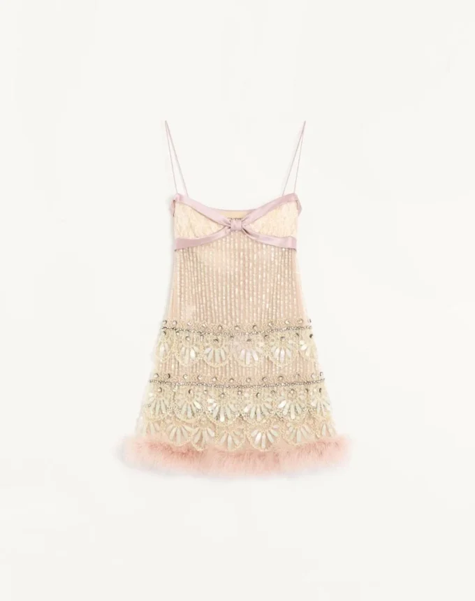 Vestido corto bordado Illusione de tul