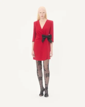 Vestido corto Cady Couture con lazo de faille