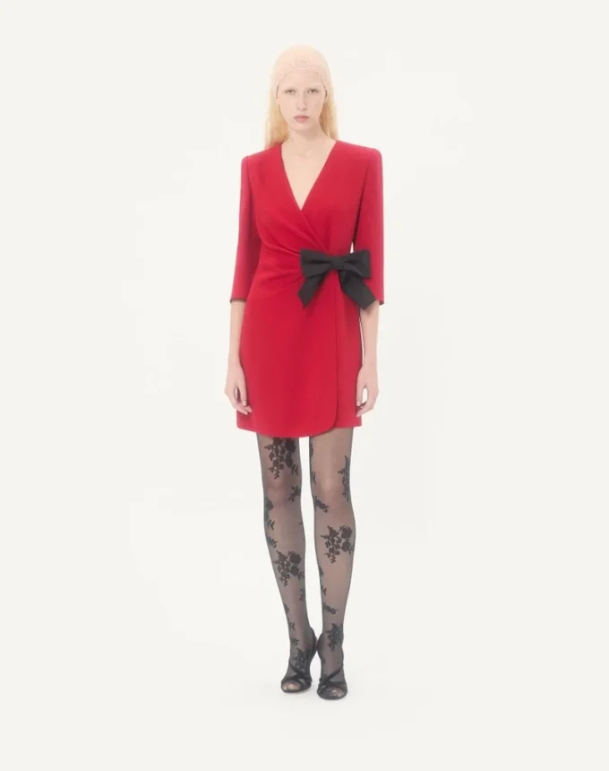 Vestido corto Cady Couture con lazo de faille