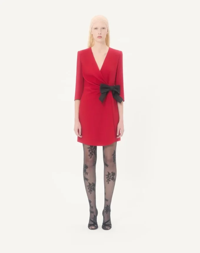 Vestido corto Cady Couture con lazo de faille