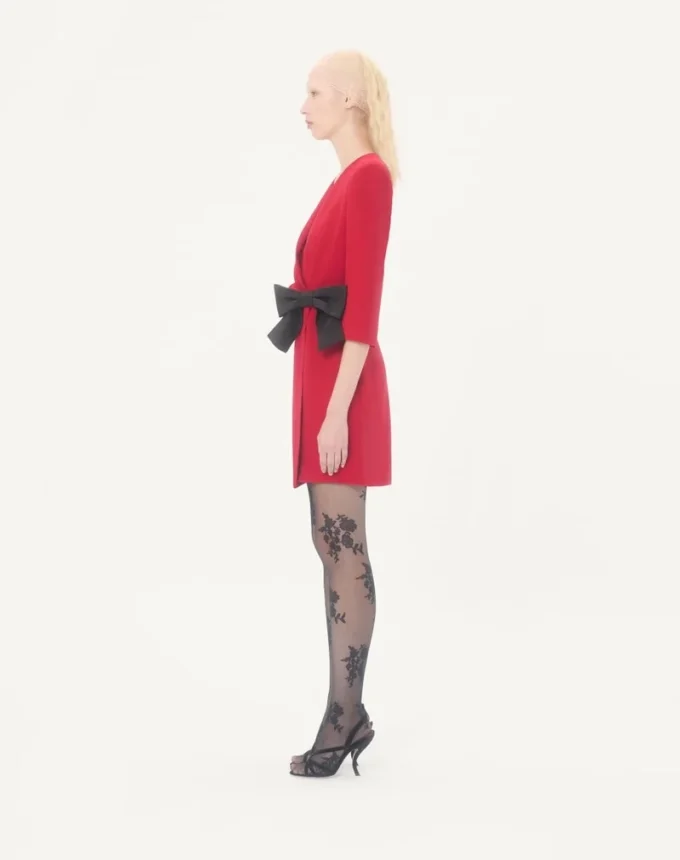 Vestido corto Cady Couture con lazo de faille