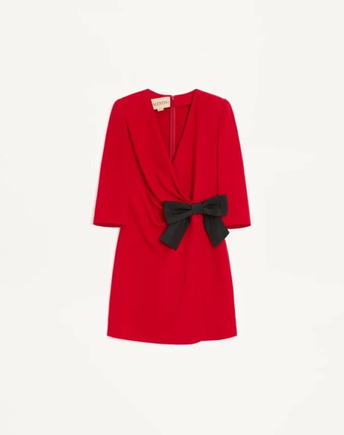 Vestido corto Cady Couture con lazo de faille