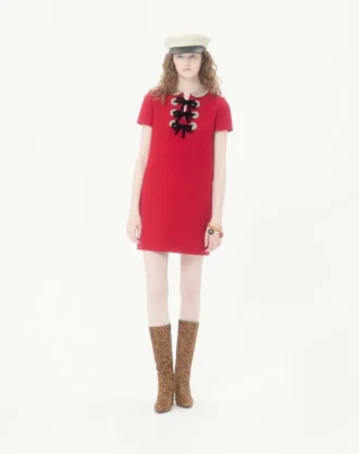 Vestido corto de crepé bordado Couture