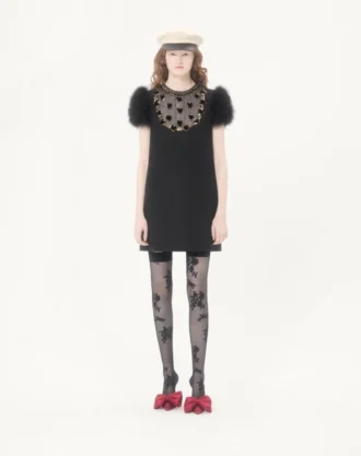 Vestido corto de crepé bordado Couture