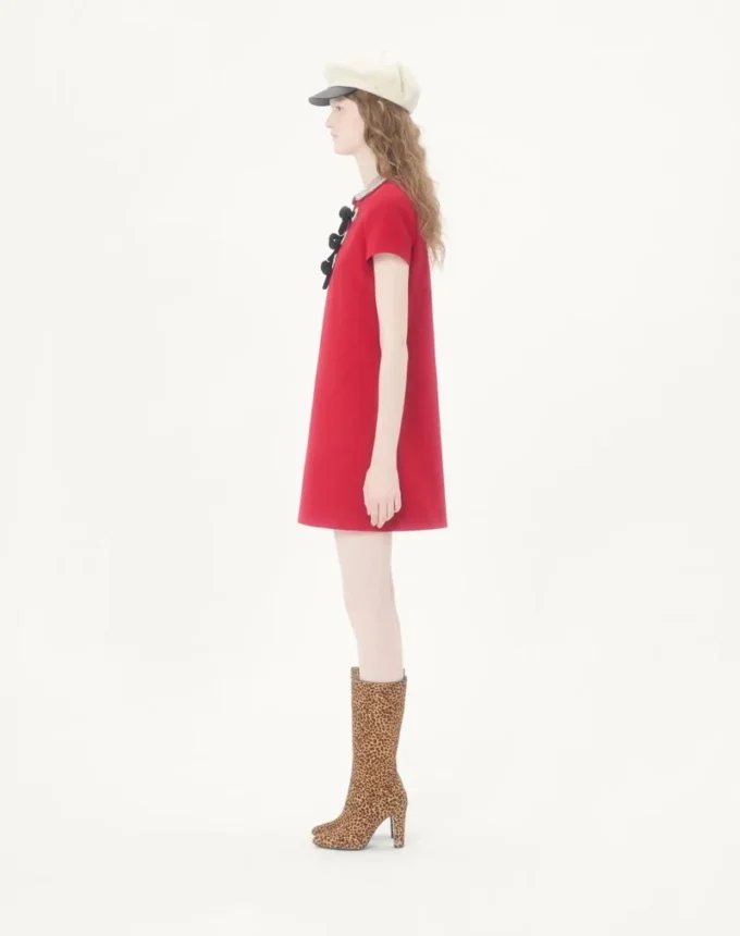 Vestido corto de crepé bordado Couture