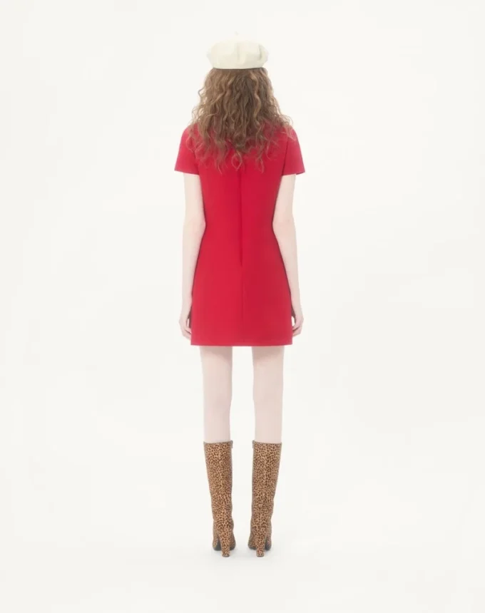 Vestido corto de crepé bordado Couture