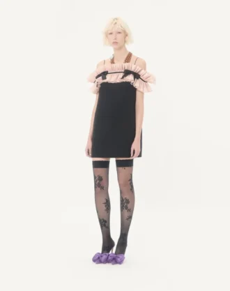 Vestido corto de crepé couture