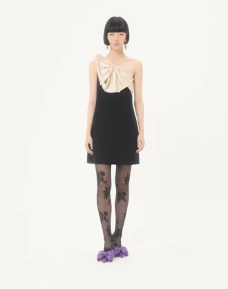 Vestido corto de crepé couture