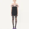 Vestido corto de crepé couture