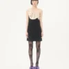 Vestido corto de crepé couture