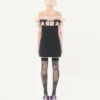 Vestido corto de crepé couture