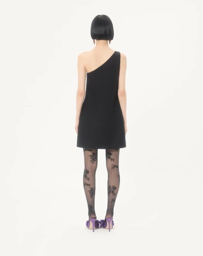 Vestido corto de crepé couture