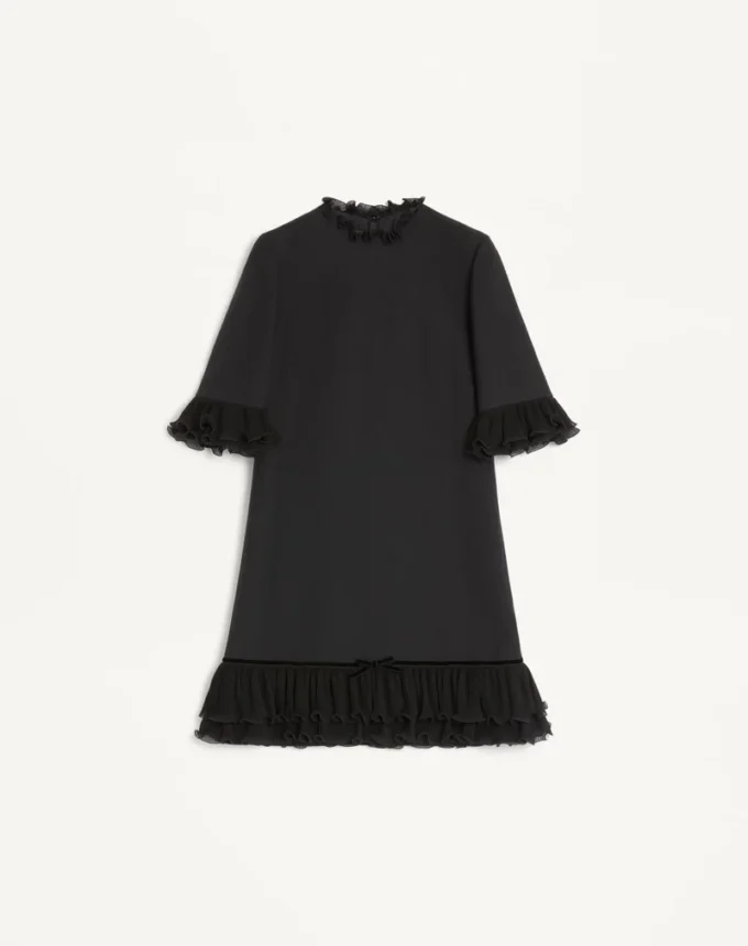 Vestido corto de crepé couture