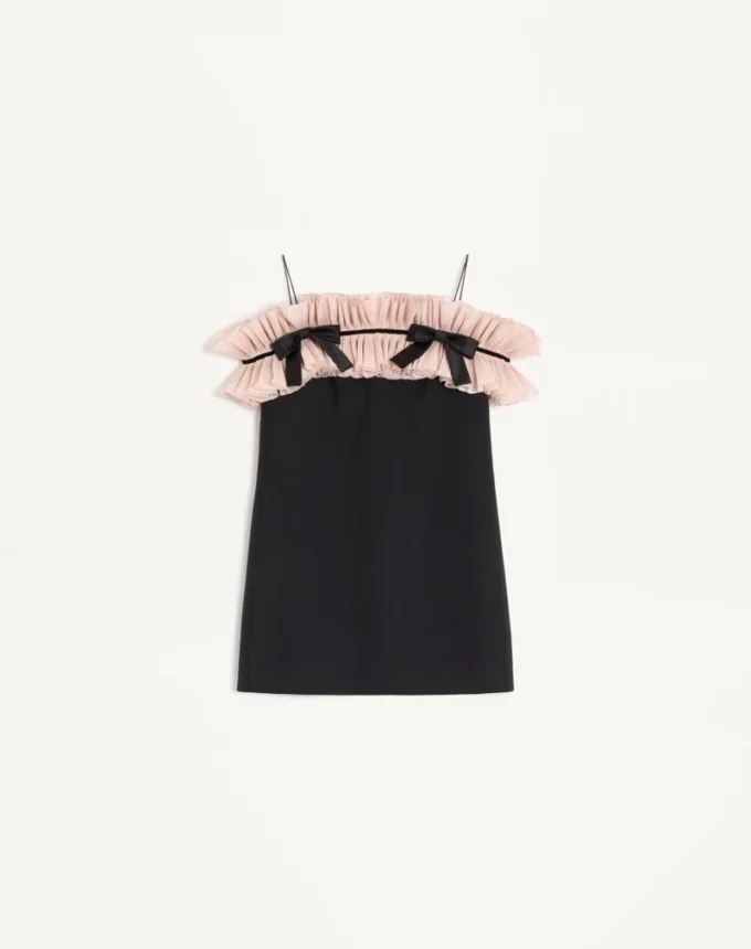 Vestido corto de crepé couture