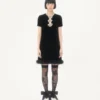 Vestido corto de terciopelo sablé bordado