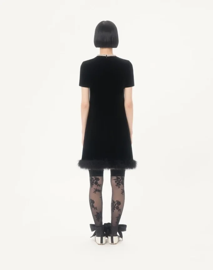 Vestido corto de terciopelo sablé bordado
