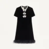 Vestido corto de terciopelo sablé bordado