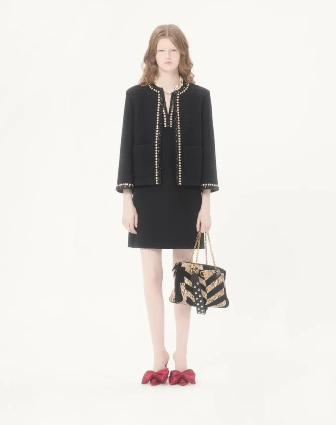 Vestido corto de tweed Canestrello bordado Vestido corto de tweed Canestrello bordado