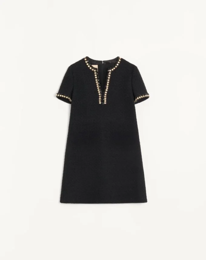 Vestido corto de tweed Canestrello bordado Vestido corto de tweed Canestrello bordado