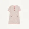 Vestido corto de tweed con cinta bordada