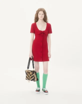Vestido corto de tweed de lana liso